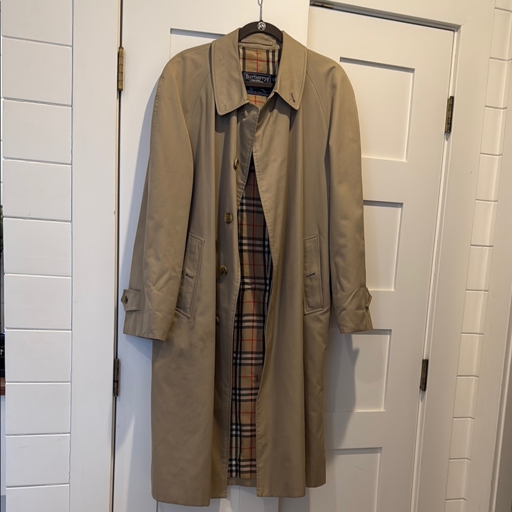 Burberry Men’s Tan Trench Coat with Classic Design
